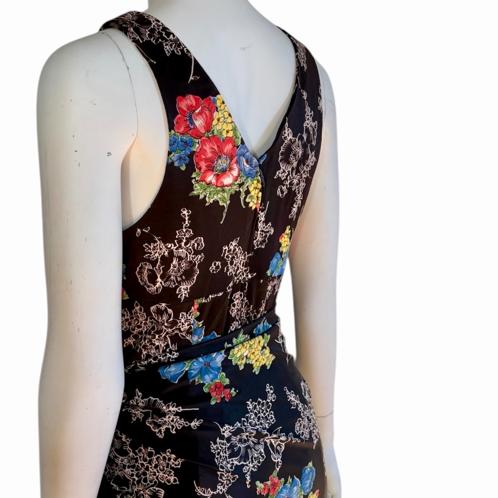 Vintage Stretch Floral Maxi Dress with Shawl